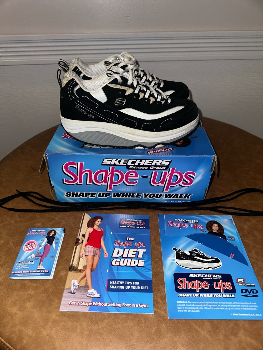 Skechers Black and White Shape-Ups Walking Sneakers